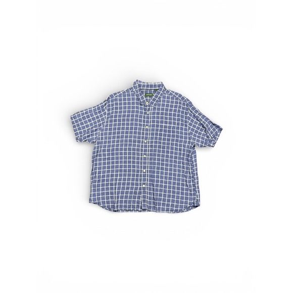 Orvis Other - Orvis Linen Shirt Mens 2XL Blue Plaid Check Short Sleeve Outdoor Fishing Casual
